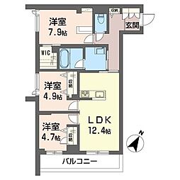 ＬＹＮＮ竹園 00402 4階3LDKの間取り