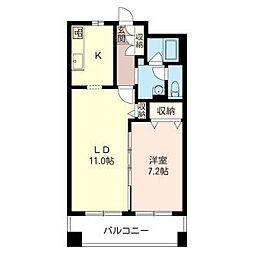 グランシャリオ竹園 4階1LDKの間取り
