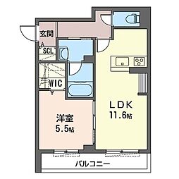 ベルコート 1LDKの間取図画像