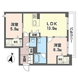 アンビハウス　グランデ 2階2LDKの間取り