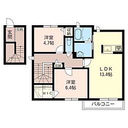 ショコラ・フォレスト弐番館 2LDKの間取図画像