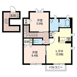 グリーン・ハイツB 2LDKの間取図画像