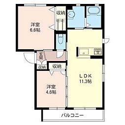 woodvillageA 2LDKの間取図画像