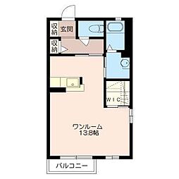 グリーンハット ワンルームの間取図画像