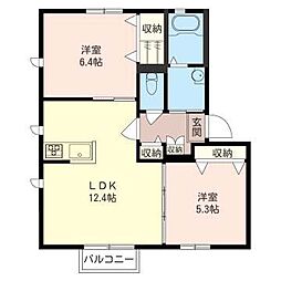 コンプライアンス 2階2LDKの間取り