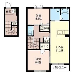 ビューグランド　Ａ 2階2LDKの間取り
