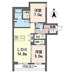 アーバンＴ 00305 3階2LDKの間取り