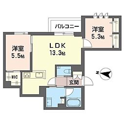 ヴァンベール緑の風 2LDKの間取図画像