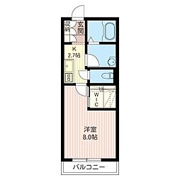 レクエル小豆沢　Ｎｏｒｔｈ　Ｃｏｕｒｔ 2階1Kの間取り