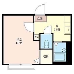 ラ・フローラ 1Kの間取図画像