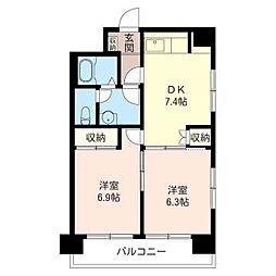 ウェルストンパレス 2DKの間取図画像