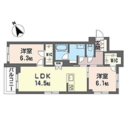 エクラシア東山 2LDKの間取図画像