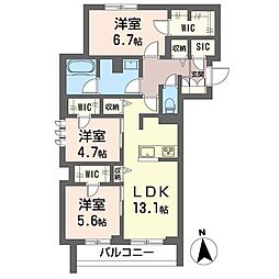 レフティ 3LDKの間取図画像