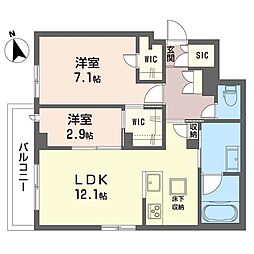 クーレグランツ 2LDKの間取図画像