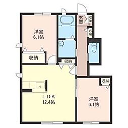 祇水庭壱 2LDKの間取図画像