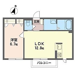 パレドールB 1LDKの間取図画像
