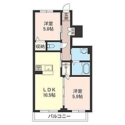 クラージュベルデ 2LDKの間取図画像