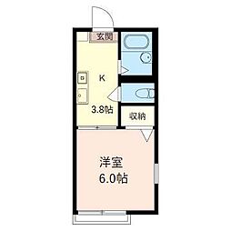 ビレッジ花園 1Kの間取図画像