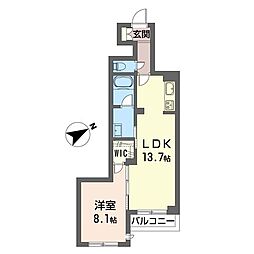 プランドール 3階1LDKの間取り