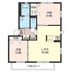 ネオハイツ大沢B 2LDKの間取図画像