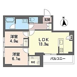 オアシス アルファ 2LDKの間取図画像