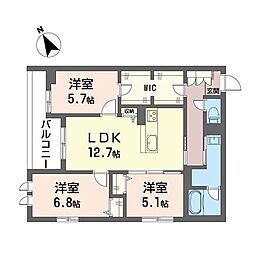セントリビエ 4階3LDKの間取り