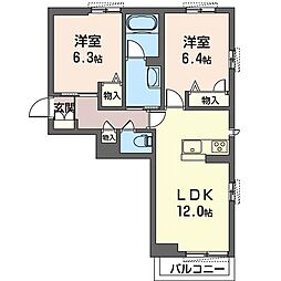 ルポンドコオ 2LDKの間取図画像