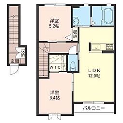 ラスリーズB 2LDKの間取図画像