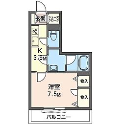 ラトゥール 3階1Kの間取り