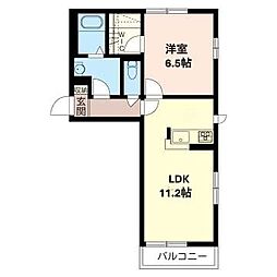 シャーメゾンほたる野　Ｃ棟 1階1LDKの間取り