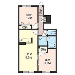 アデルA 2LDKの間取図画像