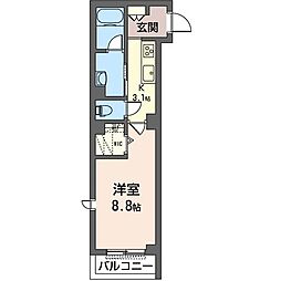 ウイング木更津 1Kの間取図画像