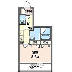 レジデンス大和 1Kの間取図画像