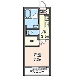 レジデンス大和 1Kの間取図画像