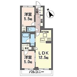 セルディーナ プリマ 2LDKの間取図画像