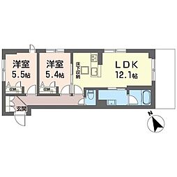 セルディーナ プリマ 2LDKの間取図画像