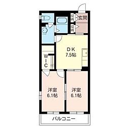 メゾンドール 2DKの間取図画像