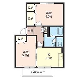 第2コーポSAKUMA 2Kの間取図画像