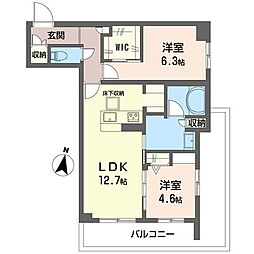 ヴァントサンクK 2LDKの間取図画像