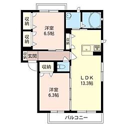 クレスト妙典1 2LDKの間取図画像