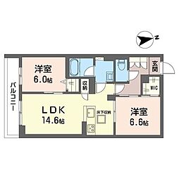 スターベル 2LDKの間取図画像