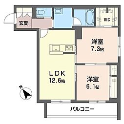ククナ 2LDKの間取図画像