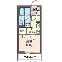 イーストメゾン 1Kの間取図画像