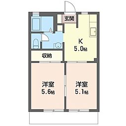 ヴィラドッキーC棟 2Kの間取図画像