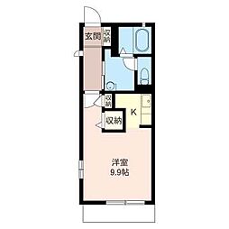 岩瀬フラット ワンルームの間取図画像