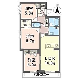 トラストメゾン白木蓮I 00205 2階3LDKの間取り