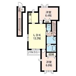 ブリーズパサージュカザマ 2LDKの間取図画像