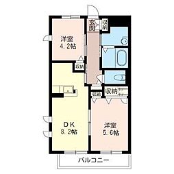 パレスさくら 2DKの間取図画像