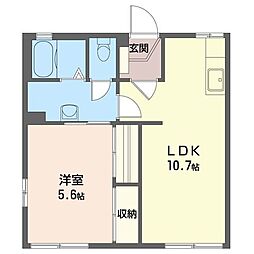 サンドエルA 1LDKの間取図画像