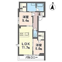 カイレアテラス 2LDKの間取図画像